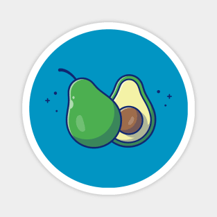 Avocado And Slices Of Avocado Cartoon Magnet